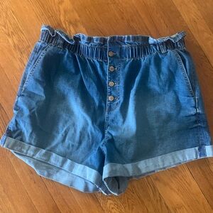 Plus Size No Boundaries Blue Jean Shorts with Button Detail